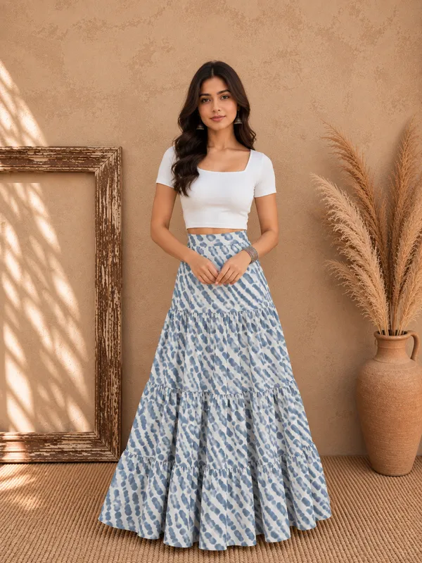 Women’s_Printed_Gray-Wave_Flared_Long_Maxi_Skirt