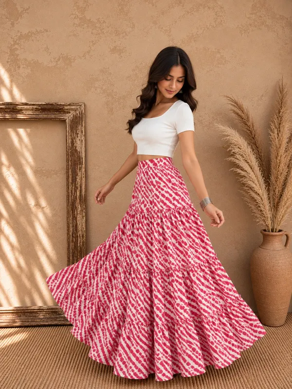 Women’s_Printed_Rose-Wave_Flared_Long_Maxi_Skirt