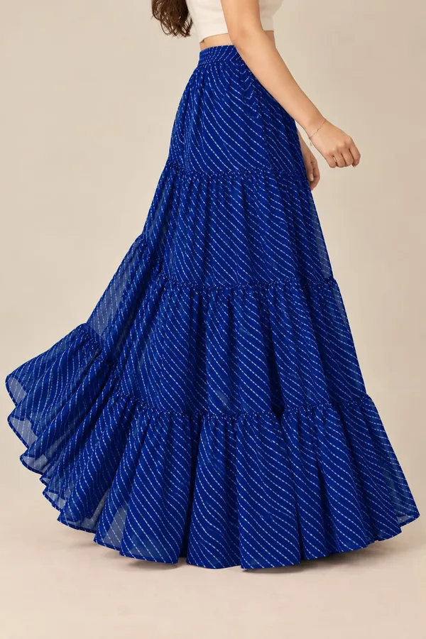 Women's__Lahariya_Print_Georgette_Tiered_Flared_Maxi_Skirt_