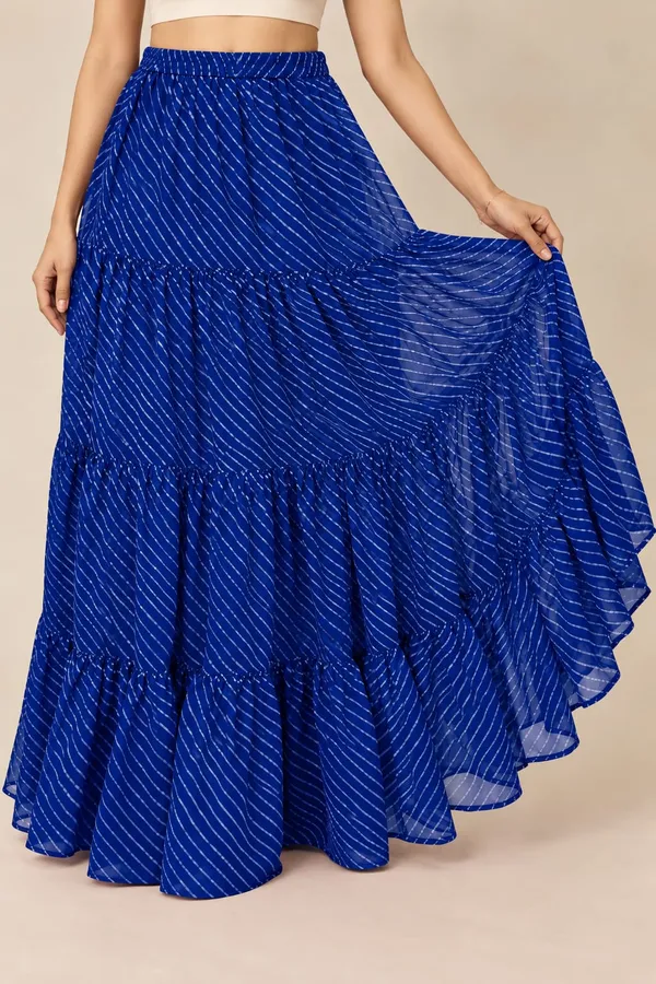 Women's__Lahariya_Print_Georgette_Tiered_Flared_Maxi_Skirt_