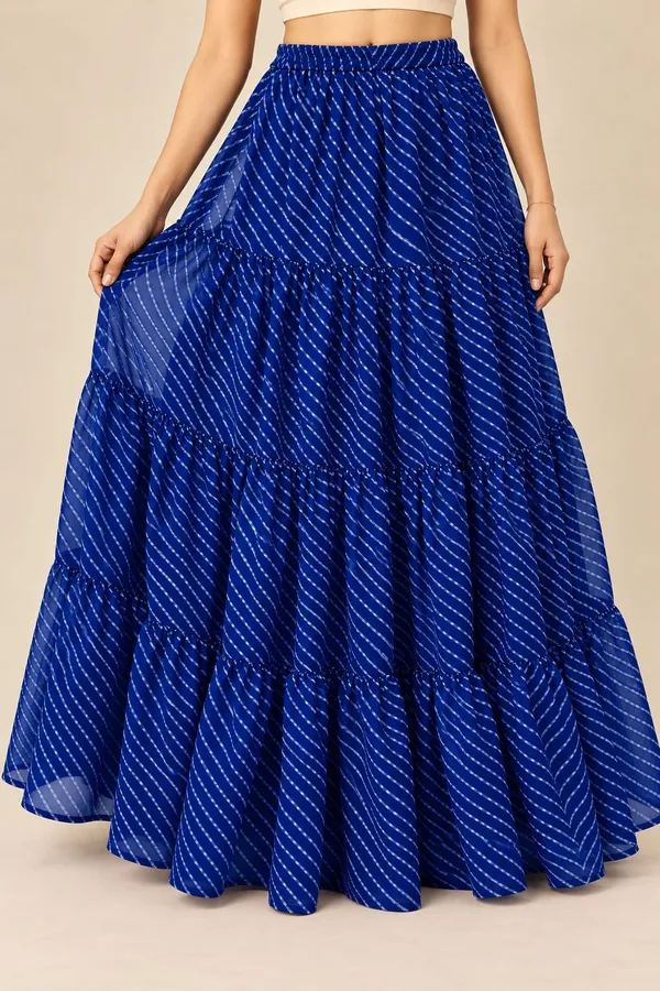 Women's__Lahariya_Print_Georgette_Tiered_Flared_Maxi_Skirt_