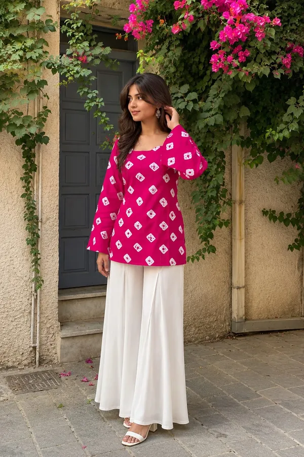 Kurvee_Women_Pink_Printed_Back_Corset_Tie-Up_Kurtie__with_Bell_Sleeves