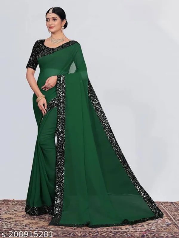Saree_Fabric_Gorgette_With_Sequnce_Work_Blouse_Fabric_Banglori_Satin_Blousework_Sequince_Saree_Lenth_5_50mtr_Blouse_Lenth_0_80mtr_Saree_Width_42_Inch_Saree_Color_Same_As_Picture_Blouse_Color_Firoji_Occasion_Partywear