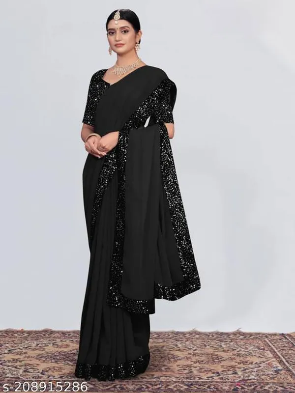 Saree_Fabric_Gorgette_With_Sequnce_Work_Blouse_Fabric_Banglori_Satin_Blousework_Sequince_Saree_Lenth_5_50mtr_Blouse_Lenth_0_80mtr_Saree_Width_42_Inch_Saree_Color_Same_As_Picture_Blouse_Color_Firoji_Occasion_Partywear