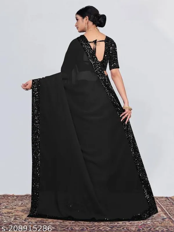 Saree_Fabric_Gorgette_With_Sequnce_Work_Blouse_Fabric_Banglori_Satin_Blousework_Sequince_Saree_Lenth_5_50mtr_Blouse_Lenth_0_80mtr_Saree_Width_42_Inch_Saree_Color_Same_As_Picture_Blouse_Color_Firoji_Occasion_Partywear