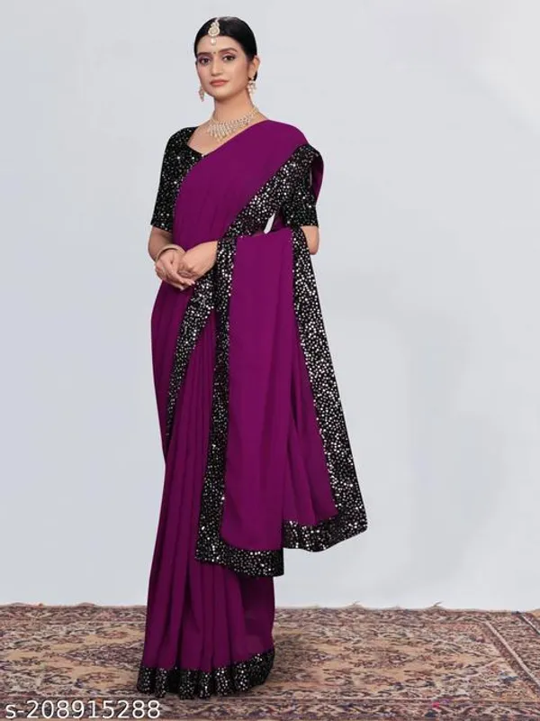 Saree_Fabric_Gorgette_With_Sequnce_Work_Blouse_Fabric_Banglori_Satin_Blousework_Sequince_Saree_Lenth_5_50mtr_Blouse_Lenth_0_80mtr_Saree_Width_42_Inch_Saree_Color_Same_As_Picture_Blouse_Color_Firoji_Occasion_Partywear