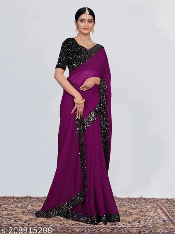 Saree_Fabric_Gorgette_With_Sequnce_Work_Blouse_Fabric_Banglori_Satin_Blousework_Sequince_Saree_Lenth_5_50mtr_Blouse_Lenth_0_80mtr_Saree_Width_42_Inch_Saree_Color_Same_As_Picture_Blouse_Color_Firoji_Occasion_Partywear