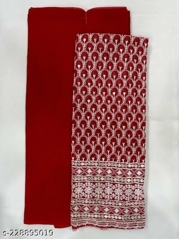 Georgette_Embroidered_Lucknowi_Chikankari_Saree_With_Blouse_Piece
