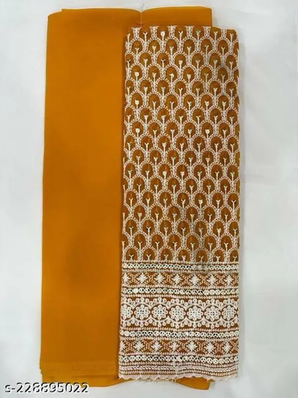 Georgette_Embroidered_Lucknowi_Chikankari_Saree_With_Blouse_Piece