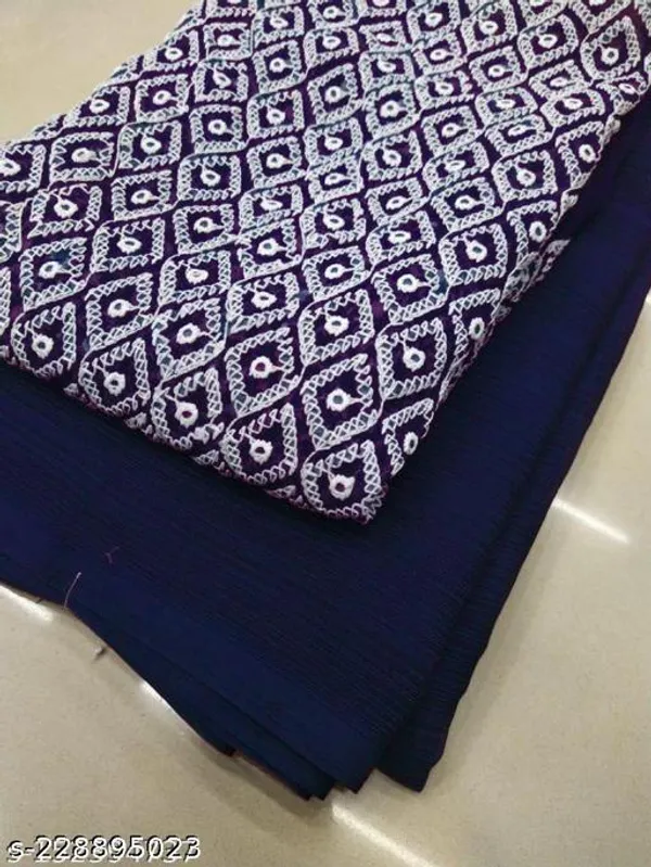 Georgette_Embroidered_Lucknowi_Chikankari_Saree_With_Blouse_Piece