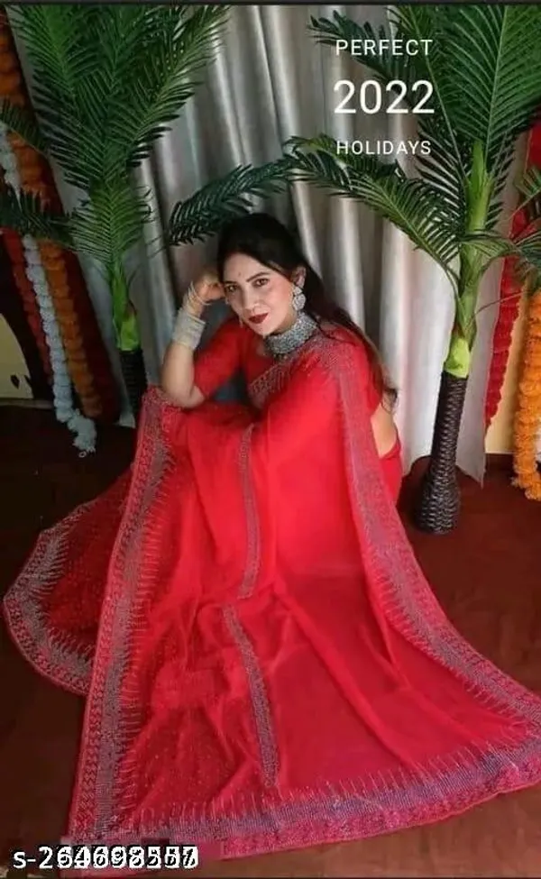 Red_Swarovski_Crystal_Diamond_Self_Design_Applique_Hand_Painted_Bollywood_Georgette_Saree