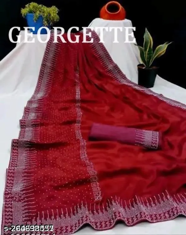 Red_Swarovski_Crystal_Diamond_Self_Design_Applique_Hand_Painted_Bollywood_Georgette_Saree