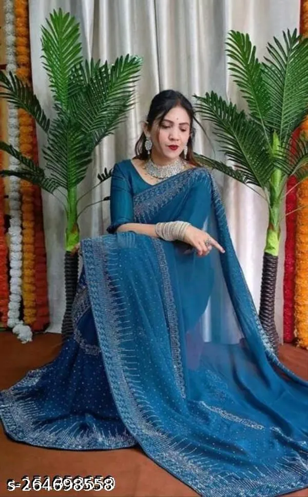 Rama_Swarovski_Crystal_Diamond_Self_Design_Applique_Hand_Painted_Bollywood_Georgette_Saree