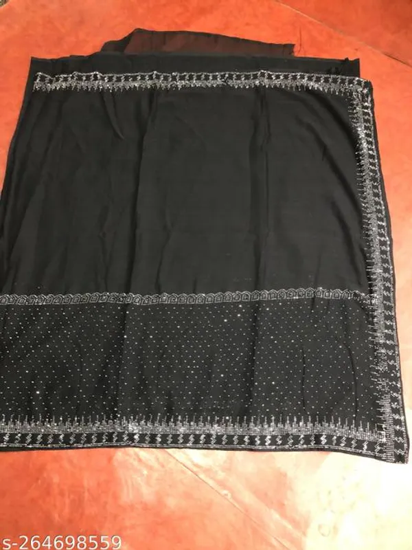 Black_Swarovski_Crystal_Diamond_Self_Design_Applique_Hand_Painted_Bollywood_Georgette_Saree