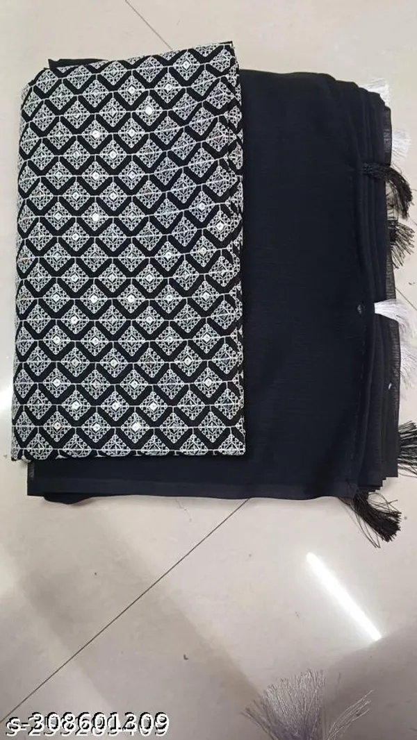 Georgette_Saree_Embroidered_Shree_Lakhnavi_Saree_Chikankari_Heavy_Embroidery_Work_Embroidery_Border_With_Embroidery_Blouse