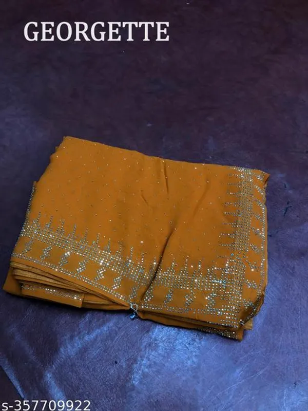 Yellow_Swarovski_Crystal_Diamond_Self_Design_Applique_Hand_Painted_Bollywood_Georgette_Saree