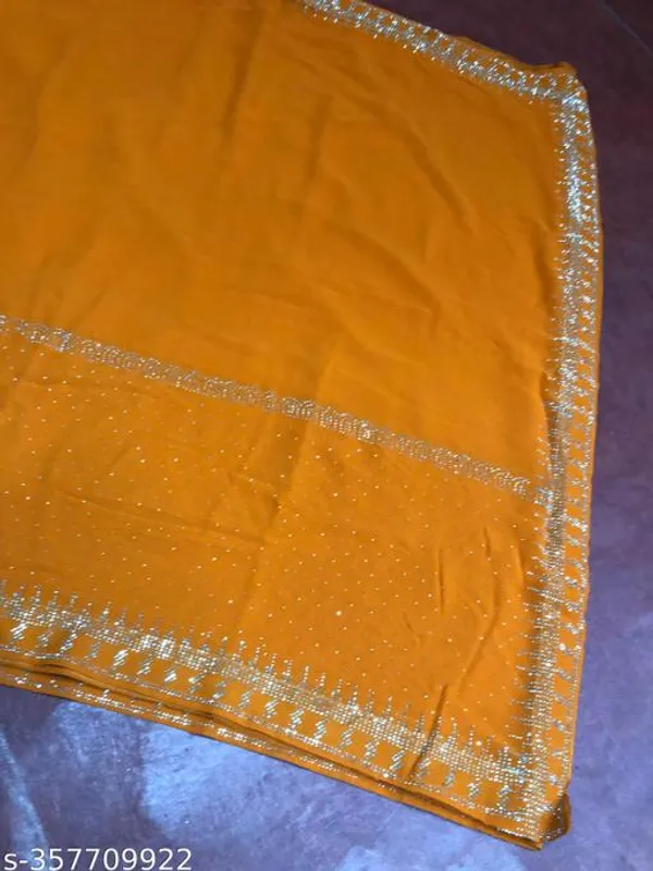 Yellow_Swarovski_Crystal_Diamond_Self_Design_Applique_Hand_Painted_Bollywood_Georgette_Saree