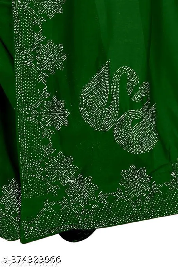 Trending_Beautiful_Hotfix_Daimond_Work_Saree_With_Same_Colour_Attractive_Blouse