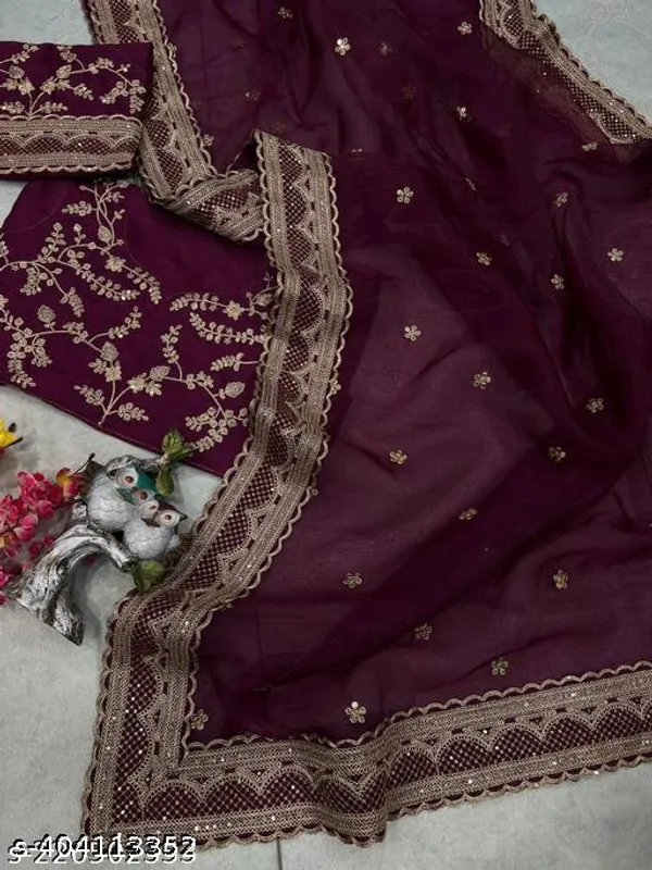 New_Superhit_Trending_Embroidered_Cotton_Thread_Sequins_Work_Designer_Saree