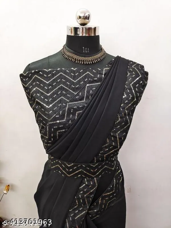 Party_Wear_Saree_Black_Plan_Border_New_Look_Saree_Self_Design_Bollywood_Georgette_Saree_New_Heavy_Bollywood_Sequence_Saree_Black