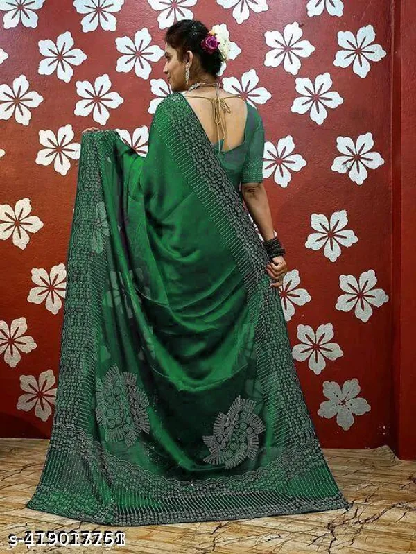 Women_S_Hot_Fixing_Georgette_Silk_Saree_With_Unstitched_Blouse_Piece