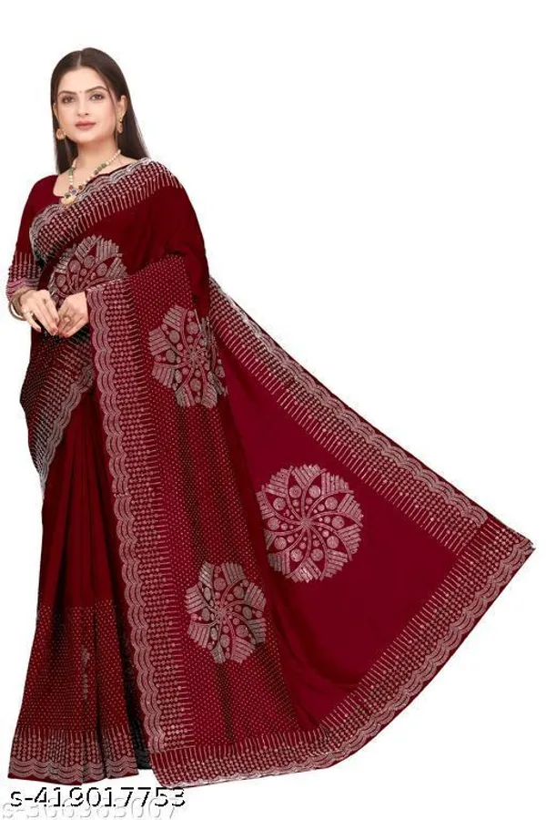 Women_S_Hot_Fixing_Georgette_Silk_Saree_With_Unstitched_Blouse_Piece