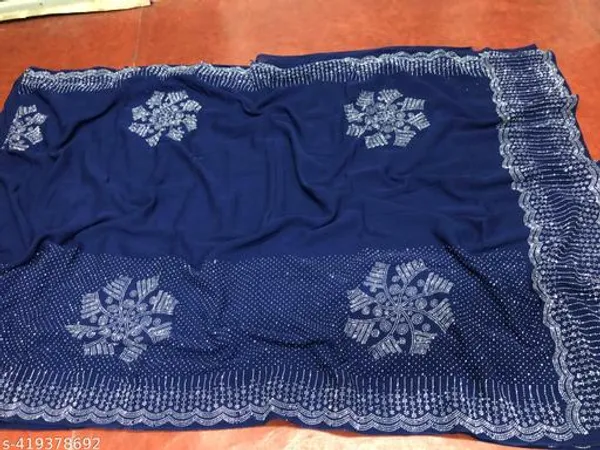 Georgette_Silk_Attractive_New_Design_Fancy_Saree_With_Swarovski_Daimond_Hotfix_Diamond_Work_Party_Wear_Festive_Wear_Saree