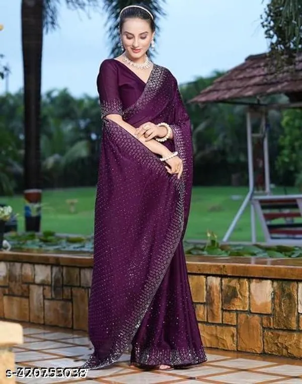 Looootnest_Mehendi_Colour_Georgette_Designer_Saree_With_Stone_Work_With_Unstiched_Blouse_Peace_For_Women_And_Girls