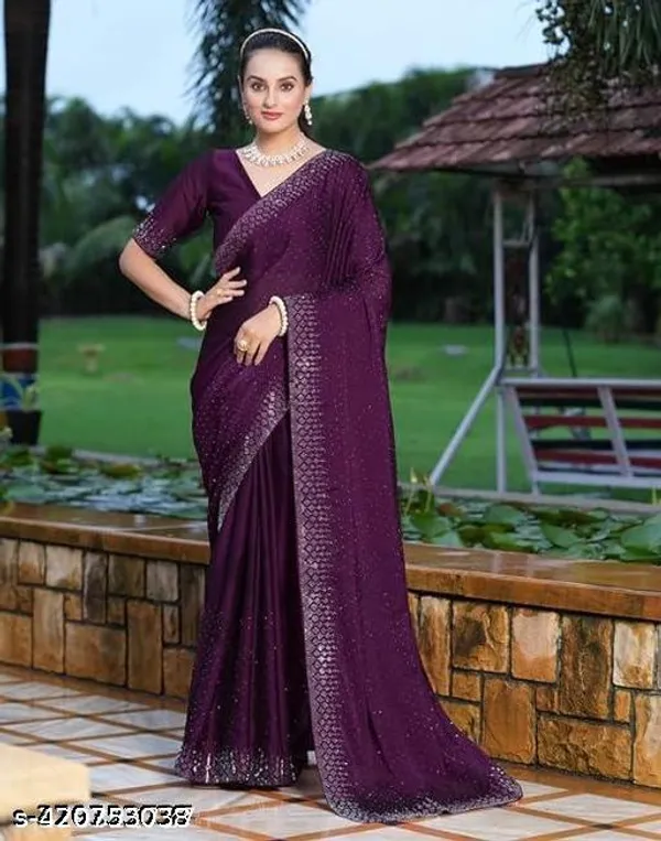 Looootnest_Mehendi_Colour_Georgette_Designer_Saree_With_Stone_Work_With_Unstiched_Blouse_Peace_For_Women_And_Girls