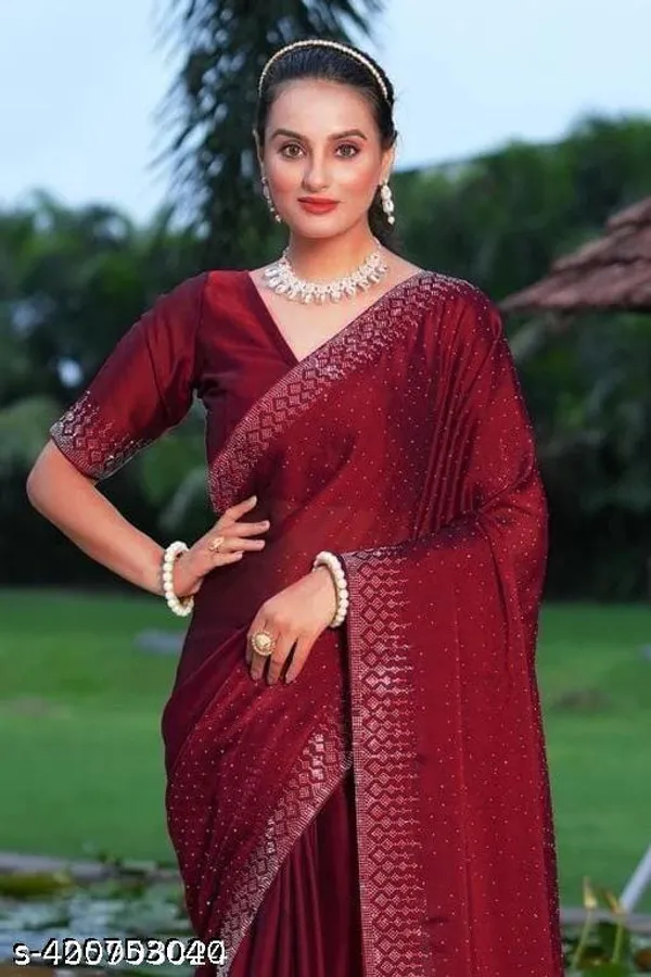 Looootnest_Mehendi_Colour_Georgette_Designer_Saree_With_Stone_Work_With_Unstiched_Blouse_Peace_For_Women_And_Girls