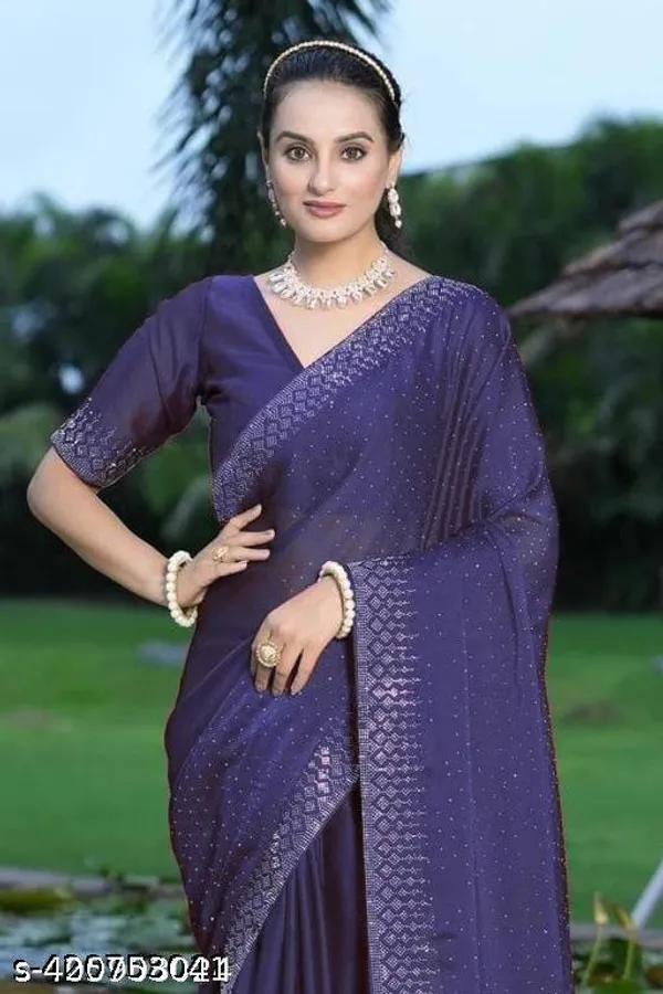 Looootnest_Mehendi_Colour_Georgette_Designer_Saree_With_Stone_Work_With_Unstiched_Blouse_Peace_For_Women_And_Girls