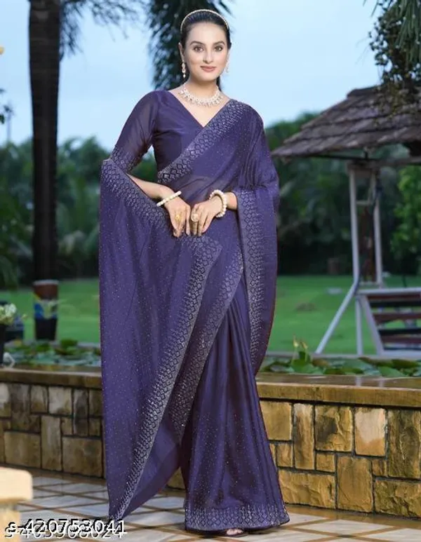 Looootnest_Mehendi_Colour_Georgette_Designer_Saree_With_Stone_Work_With_Unstiched_Blouse_Peace_For_Women_And_Girls