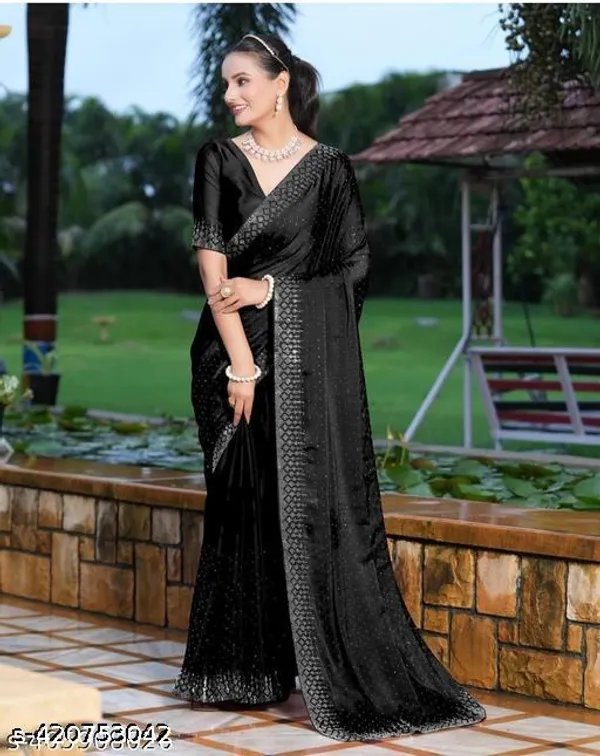 Looootnest_Mehendi_Colour_Georgette_Designer_Saree_With_Stone_Work_With_Unstiched_Blouse_Peace_For_Women_And_Girls
