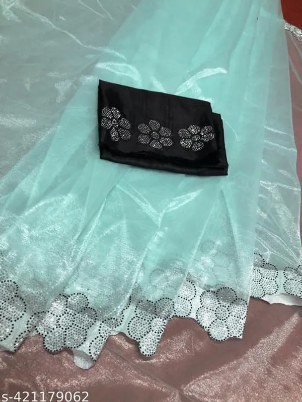 Trending_Beautiful_Fully_Diamond_Work_Jimmy_Choo_Saree_With_Same_Colour_Attractive_Blouse_Piece_New_Jimmy_Choo_Type_Designer_Sarees_For_Women