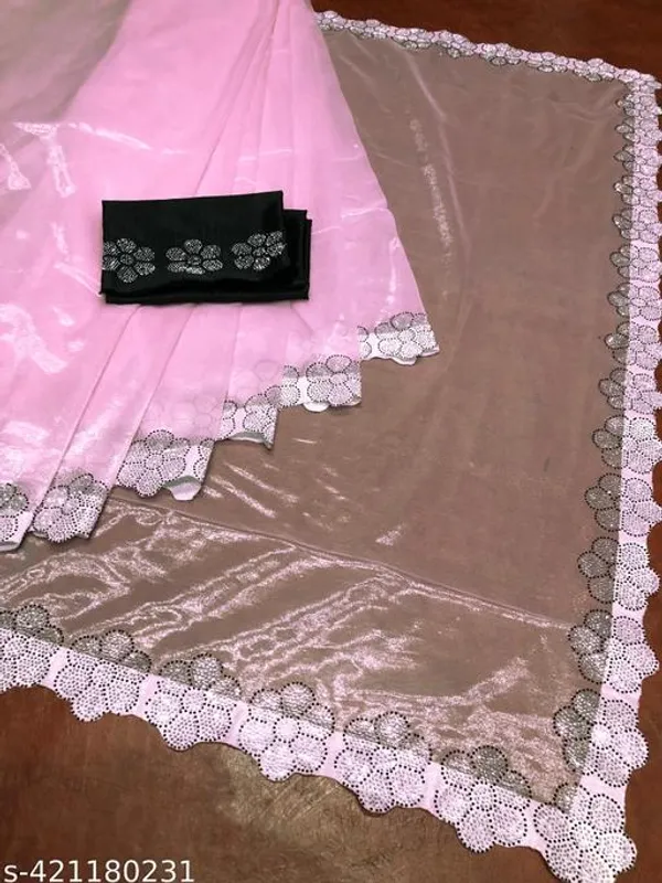 Women_Girls_Ware_Soft_Jimmy_Choo_Type_Fabric_Unstitched_Saree_With_Blouse_Piece_Perfect_Ethnic_For_Weddings_Special_Occasions_Party_Wear_Royal_Pista_Green_5_5_Metres_Saree_And_Blouse
