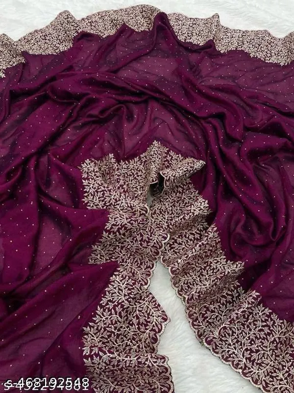Georgette_Embroidery_Saree_With_Soversky_Diamond_With_Embroidery_Same_Colour_Running_Blouse
