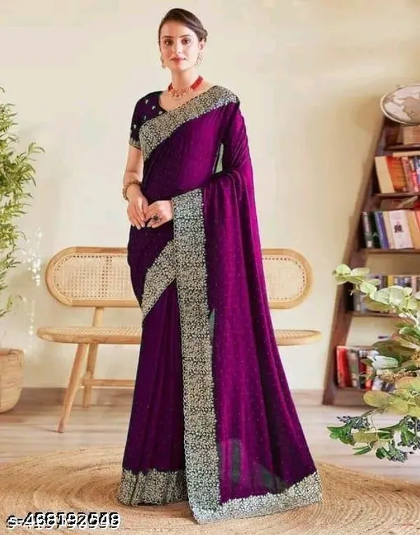 Georgette_Embroidery_Saree_With_Soversky_Diamond_With_Embroidery_Same_Colour_Running_Blouse