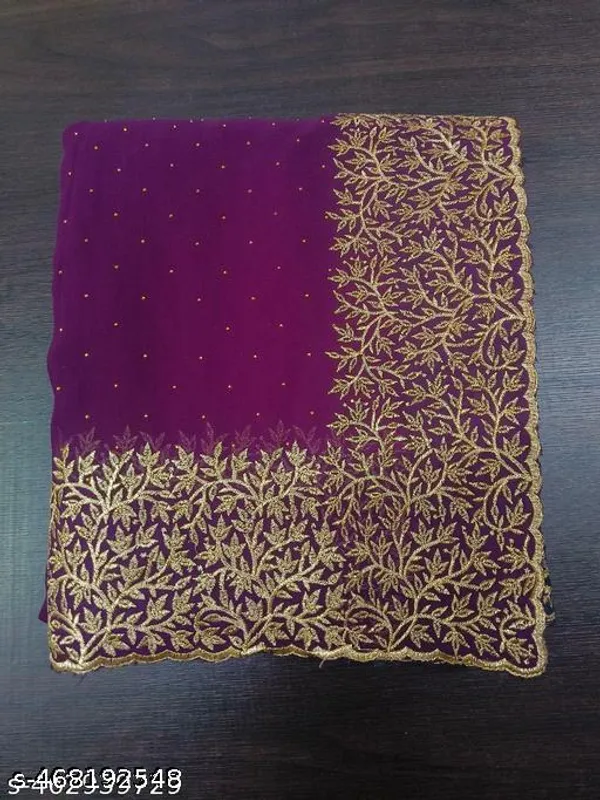 Georgette_Embroidery_Saree_With_Soversky_Diamond_With_Embroidery_Same_Colour_Running_Blouse