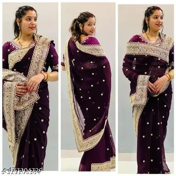New_Superhit_Trending_Embroidered_Cotton_Thread_Sequins_Work_Designer_Saree