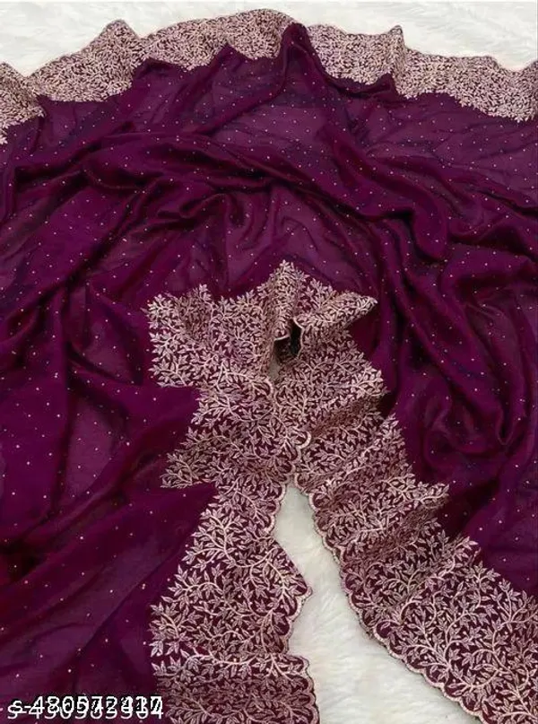 Womens_Stone_Work_Saree_Flower_Design_Wedding_Saree_Festival_Saree_Party_Saree_For_Women