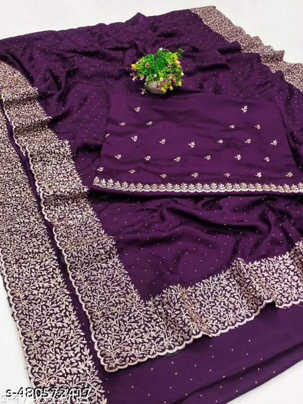 Womens_Stone_Work_Saree_Flower_Design_Wedding_Saree_Festival_Saree_Party_Saree_For_Women