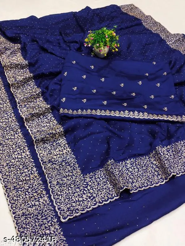 Womens_Stone_Work_Saree_Flower_Design_Wedding_Saree_Festival_Saree_Party_Saree_For_Women