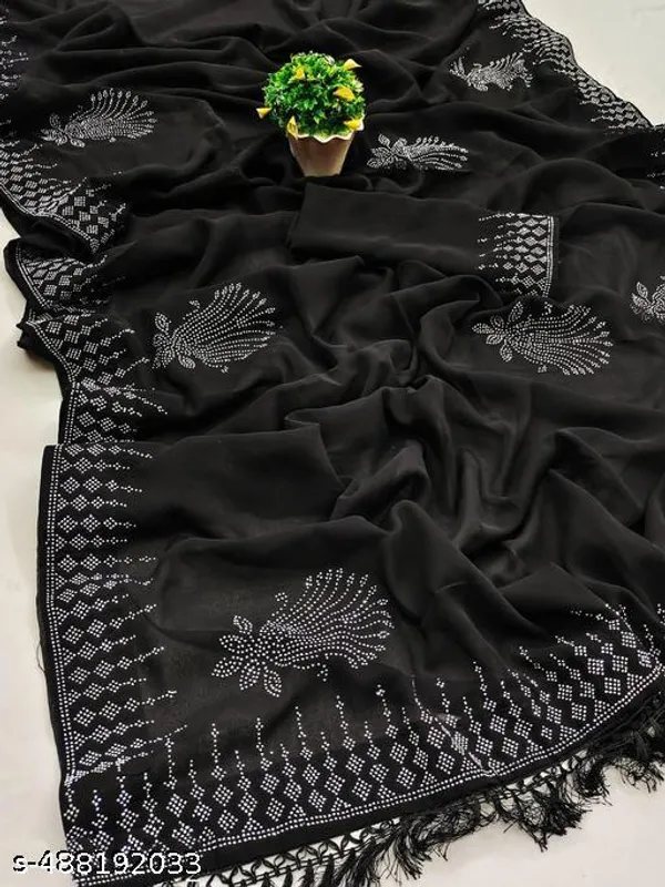 New_Designer_Diamond_Worked_Georgette_Saree_For_Party_And_All_Occasions