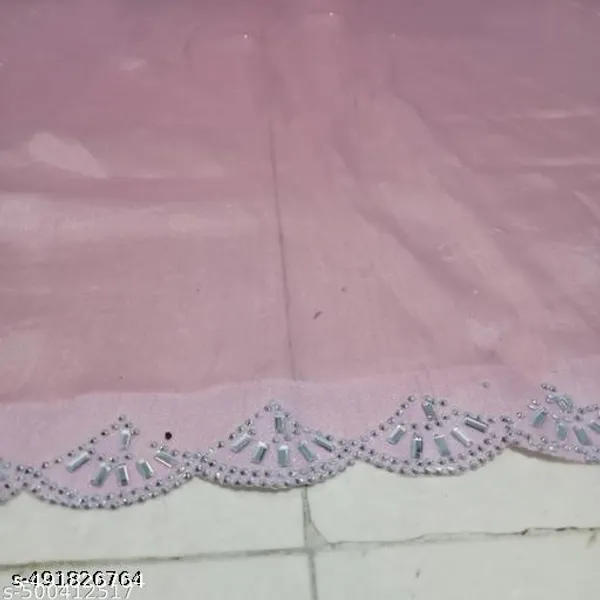 Trending_Beautiful_Fully_Diamond_Work_Jimmy_Choo_Saree_With_Same_Colour_Attractive_Blouse_Piece