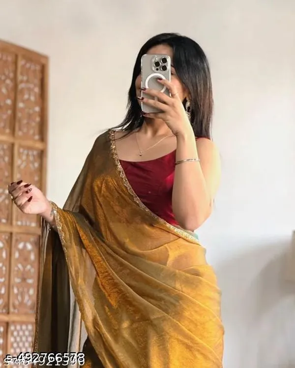It_S_A_Heavy_Jimmi_Choo_Fabric_With_Heavy_Sirosky_Diamond_Work_In_The_Saree_With_Unstitched_Plain_Chiffon_Fabric