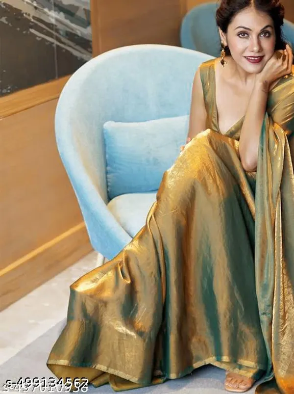 Viral_Two_Tone_Plain_Saree_Without_Lace_And_With_Unstitched_Blouse_Piece