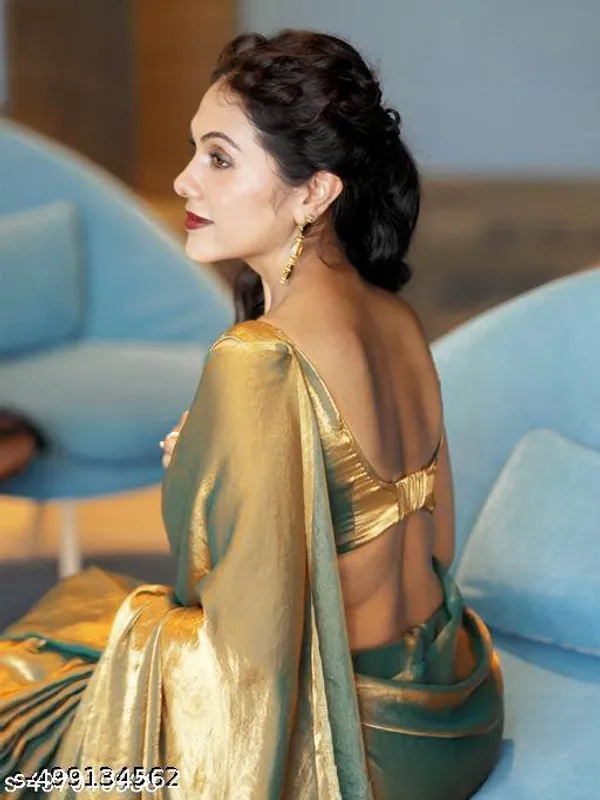 Viral_Two_Tone_Plain_Saree_Without_Lace_And_With_Unstitched_Blouse_Piece
