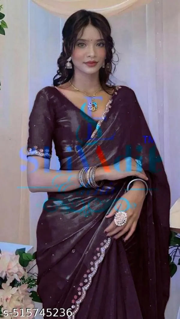 Kashvi_Sensational_Sarees_Barbari_Shiny_Stone_And_Diamond_Work_Saree_With_Blouse