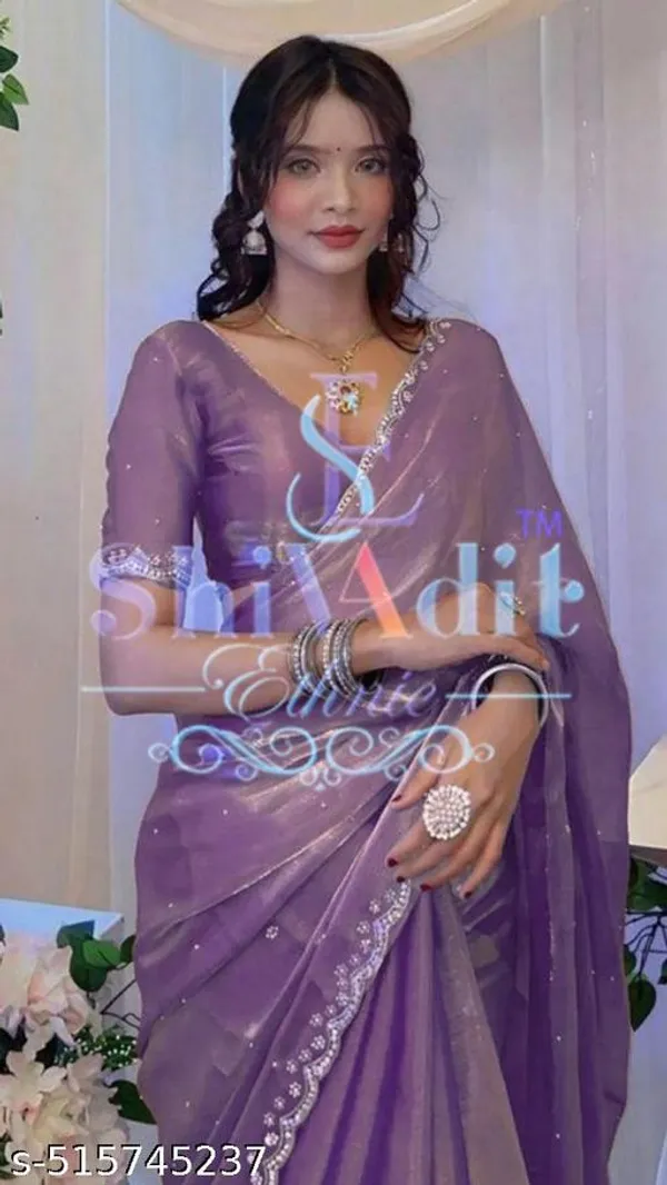 Kashvi_Drishya_Sarees_Trending_Beautiful_Fully_Diamond_Work_Jimmy_Choo_Saree_With_Same_Colour_Attractive_Blouse_Piece