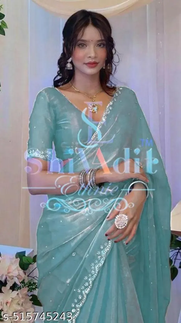Kashvi_Pretty_Sarees_Trending_Beautiful_Fully_Diamond_Work_Jimmy_Choo_Saree_With_Same_Colour_Attractive_Blouse_Piece